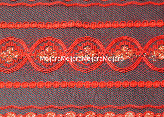 Porcellana Rosso metallico ecologico del tessuto del pizzo, materiale elastico CY-LW0208 del pizzo fornitore