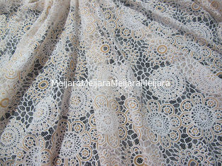Porcellana Pizzo geometrico spesso di burnout del cotone del poliestere del tessuto bianco del pizzo per la decorazione del vestito (CY-DK0023) fornitore