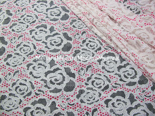 Porcellana Stampa bianca di Rosa del tessuto del pizzo del poliestere del cotone per biancheria/reggiseno (CY-DK0033) fornitore