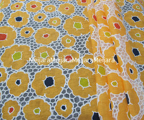 Porcellana Tessuto arancio del pizzo del poliestere della maglia del cotone per l'indumento/signora Dress con il pizzo di burnout (CY-DK0030) fornitore