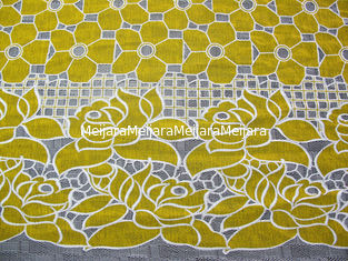 Porcellana Tessuto giallo del pizzo del poliestere del cotone floreale con la tintura ecologica (CY-DK0032) fornitore