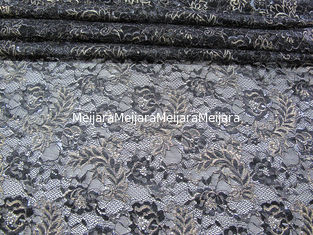 Porcellana Blu metallico d'annata del tessuto del pizzo, tessuto floreale di nylon SYD-0002 del pizzo di Tulle fornitore