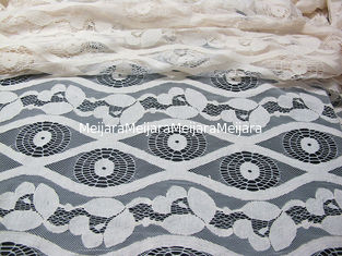 Porcellana Tessuto di nylon del pizzo del voile del cotone molle dell'avorio, tessuto di maglia floreale del pizzo SYD-0012 fornitore
