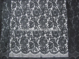 Porcellana SGS amichevole BV di Eco del rayon del cotone del pizzo di maglia del nero legato con corde floreale di nylon del tessuto SUO fornitore