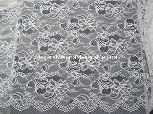 Porcellana Floreale svizzero di nylon bianco del tessuto del pizzo tricottato con il pizzo del confine ed il bordo del pettine fornitore