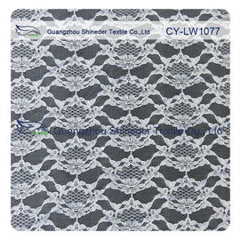 Tessuti normale sottile bianco del pizzo della maglia della rete del nylon del fiore 100% larghezza di 1.55m - di 1,5 fornitore
