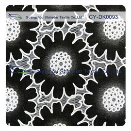 Grande tessuto floreale nero del pizzo del cotone di modo, poliestere del cotone 50% di 50% fornitore
