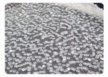 Tessuto in rilievo ecologico del pizzo con gli zecchini brillanti bianchi CY-XP0003 fornitore