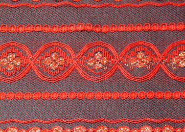 Rosso metallico ecologico del tessuto del pizzo, materiale elastico CY-LW0208 del pizzo fornitore