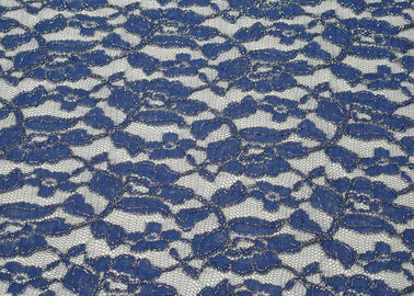 Blu metallico ecologico del tessuto del pizzo, tessuto di nylon CY-LW0791 del pizzo del cotone fornitore