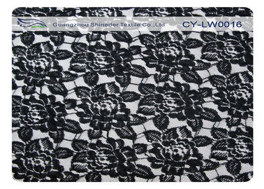 Tessuto di nylon del pizzo del cotone nero del fiore, nylon di 65% + cotone CY-LW0016 di 35% fornitore