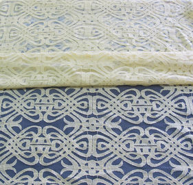 Tintura ecologica del cotone del voile del tessuto di nylon giallo del pizzo per la decorazione CY-DK0035 della tenda fornitore