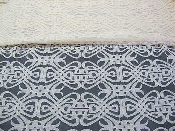 Tintura ecologica del cotone del voile del tessuto di nylon giallo del pizzo per la decorazione CY-DK0035 della tenda fornitore