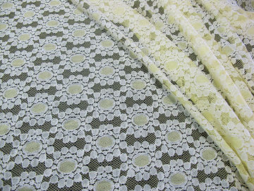 Floreale di nylon del punto del tessuto del pizzo del cotone giallo molle tricottato per il vestito CY-DK0034 dal pizzo fornitore
