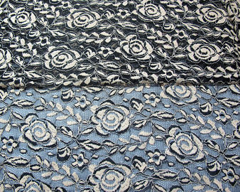 Tessuto elastico del pizzo del poliestere dell'elastam del cotone con il pizzo del fiore tricottato maglia fornitore