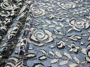 Tessuto elastico del pizzo del poliestere dell'elastam del cotone con il pizzo del fiore tricottato maglia fornitore