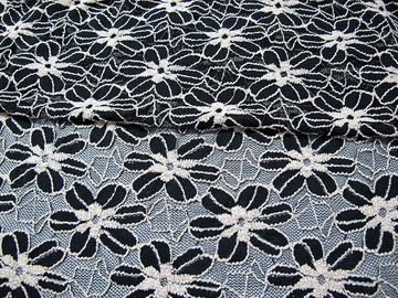 Nero/bianco ha tricottato il tessuto elastico del pizzo per signora Garment Sunflower Pattern CY-DK0008 fornitore
