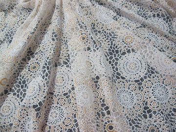 Pizzo geometrico spesso di burnout del cotone del poliestere del tessuto bianco del pizzo per la decorazione del vestito (CY-DK0023) fornitore