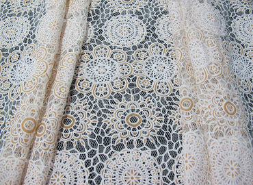 Pizzo geometrico spesso di burnout del cotone del poliestere del tessuto bianco del pizzo per la decorazione del vestito (CY-DK0023) fornitore