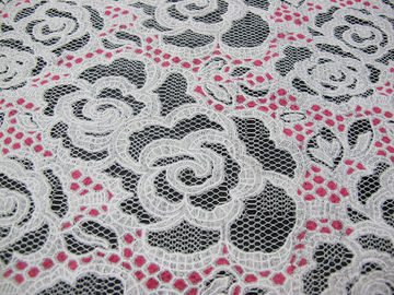Stampa bianca di Rosa del tessuto del pizzo del poliestere del cotone per biancheria/reggiseno (CY-DK0033) fornitore