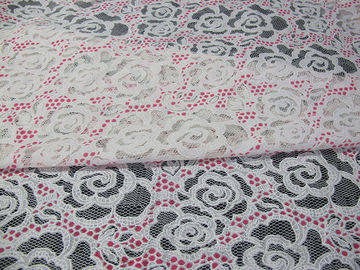 Stampa bianca di Rosa del tessuto del pizzo del poliestere del cotone per biancheria/reggiseno (CY-DK0033) fornitore