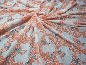 Cotone giallo/arancio floreale due del tessuto del pizzo del poliestere tonifica il pizzo di burnout fornitore