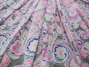 Pizzo stampato colorato di burnout della maglia del cotone del tessuto del pizzo del poliestere delle tecniche ditintura (CY-DK0042) fornitore