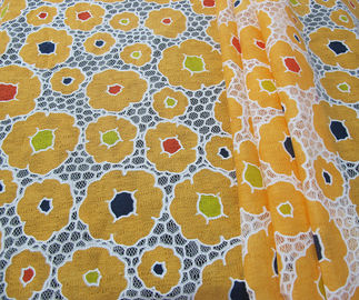 Tessuto arancio del pizzo del poliestere della maglia del cotone per l'indumento/signora Dress con il pizzo di burnout (CY-DK0030) fornitore