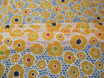 Tessuto arancio del pizzo del poliestere della maglia del cotone per l'indumento/signora Dress con il pizzo di burnout (CY-DK0030) fornitore