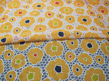 Tessuto arancio del pizzo del poliestere della maglia del cotone per l'indumento/signora Dress con il pizzo di burnout (CY-DK0030) fornitore