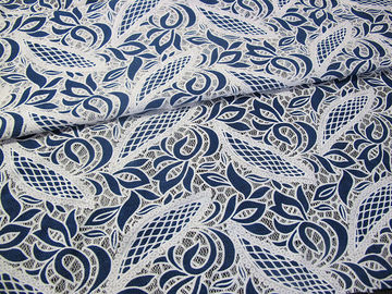 Maglia blu della foglia del tessuto del pizzo del poliestere del cotone con la tintura ecologica (CY-DK0024) fornitore