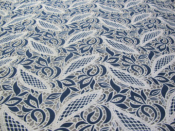 Maglia blu della foglia del tessuto del pizzo del poliestere del cotone con la tintura ecologica (CY-DK0024) fornitore