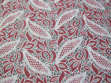 Maglia blu della foglia del tessuto del pizzo del poliestere del cotone con la tintura ecologica (CY-DK0024) fornitore