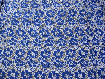 Blu tricottato del tessuto del pizzo del poliestere del cotone con il pizzo del fiore di burnout (CY-DK0019) fornitore