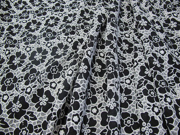 Blu tricottato del tessuto del pizzo del poliestere del cotone con il pizzo del fiore di burnout (CY-DK0019) fornitore