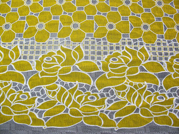 Tessuto giallo del pizzo del poliestere del cotone floreale con la tintura ecologica (CY-DK0032) fornitore