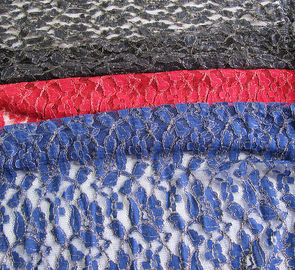 Tessuto metallico del pizzo all'uncinetto dell'oro di nylon del cotone del blu reale dall'iarda fornitore