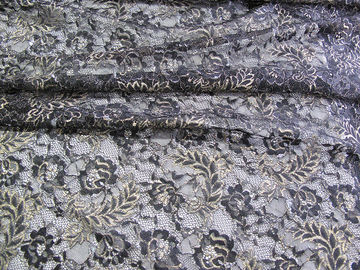 Blu metallico d'annata del tessuto del pizzo, tessuto floreale di nylon SYD-0002 del pizzo di Tulle fornitore