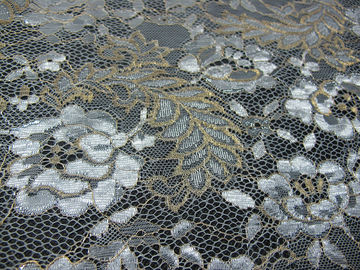 Blu metallico d'annata del tessuto del pizzo, tessuto floreale di nylon SYD-0002 del pizzo di Tulle fornitore