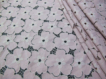 Tessuto di nylon del pizzo del cotone pesante floreale/tessuto bianco SYD-0005 del pizzo di allungamento fornitore