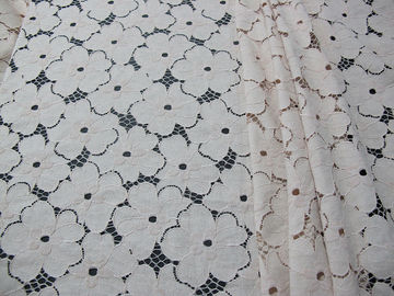 Tessuto di nylon del pizzo del cotone pesante floreale/tessuto bianco SYD-0005 del pizzo di allungamento fornitore