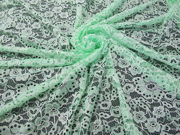 Modello di fiore ricamato nylon durevole su ordinazione di verde del tessuto del pizzo del cotone fornitore
