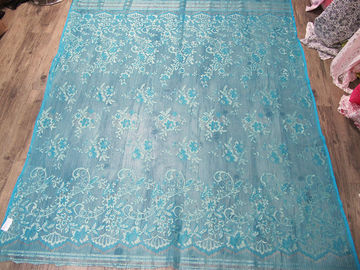 Blu metallico d'annata del tessuto del pizzo, tessuto floreale di nylon SYD-0002 del pizzo di Tulle fornitore
