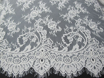 Disposizione di nylon molle del pizzo del ciglio del cotone, tessuto del pizzo di bianco di vestito da sposa fornitore