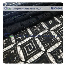 Tessuto di nylon del pizzo del rayon rombico nero di nozze fornitore