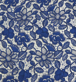 Abitudine floreale della guarnizione del tessuto del pizzo dei blu navy del poliestere elastico stampata fornitore