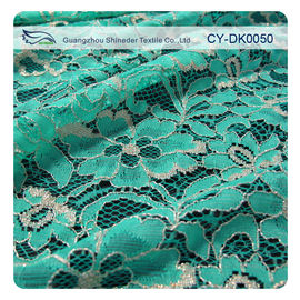 Tessuto metallico verde del pizzo della guipure, pizzo di nylon del fiore del tessuto di cotone fornitore