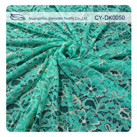 Tessuto metallico verde del pizzo della guipure, pizzo di nylon del fiore del tessuto di cotone fornitore