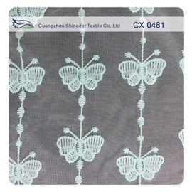 Tessuto del pizzo del ricamo dell'organza della farfalla, tintura ecologica/tintura normale fornitore