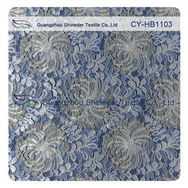 Tessuto floreale blu del pizzo della guipure di Chantilly del fiore bianco dell'oro di modo fornitore